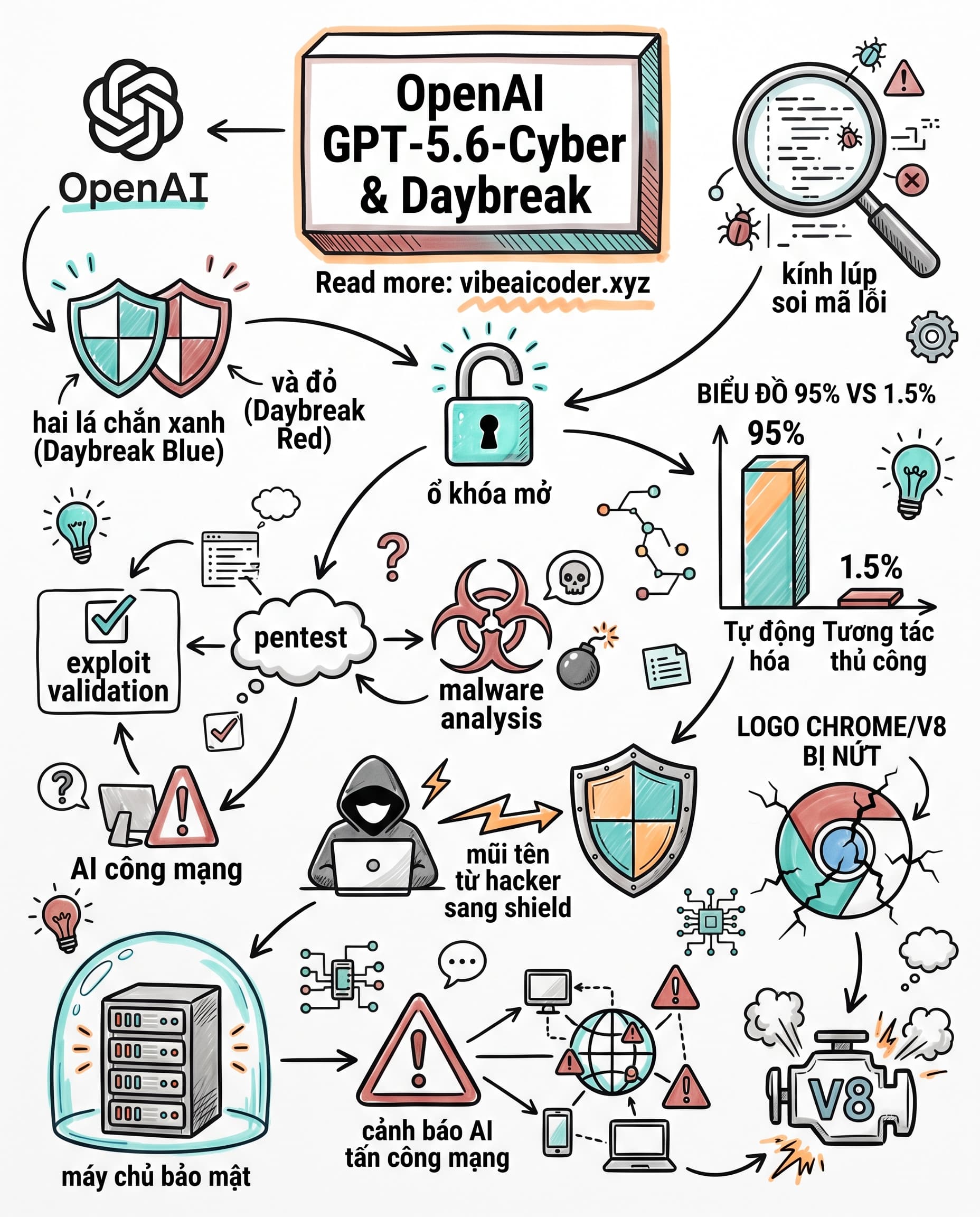 🛡️ OpenAI tung GPT-5.6-Cyber, dò được 95% lỗ hổng hacker khai thác
