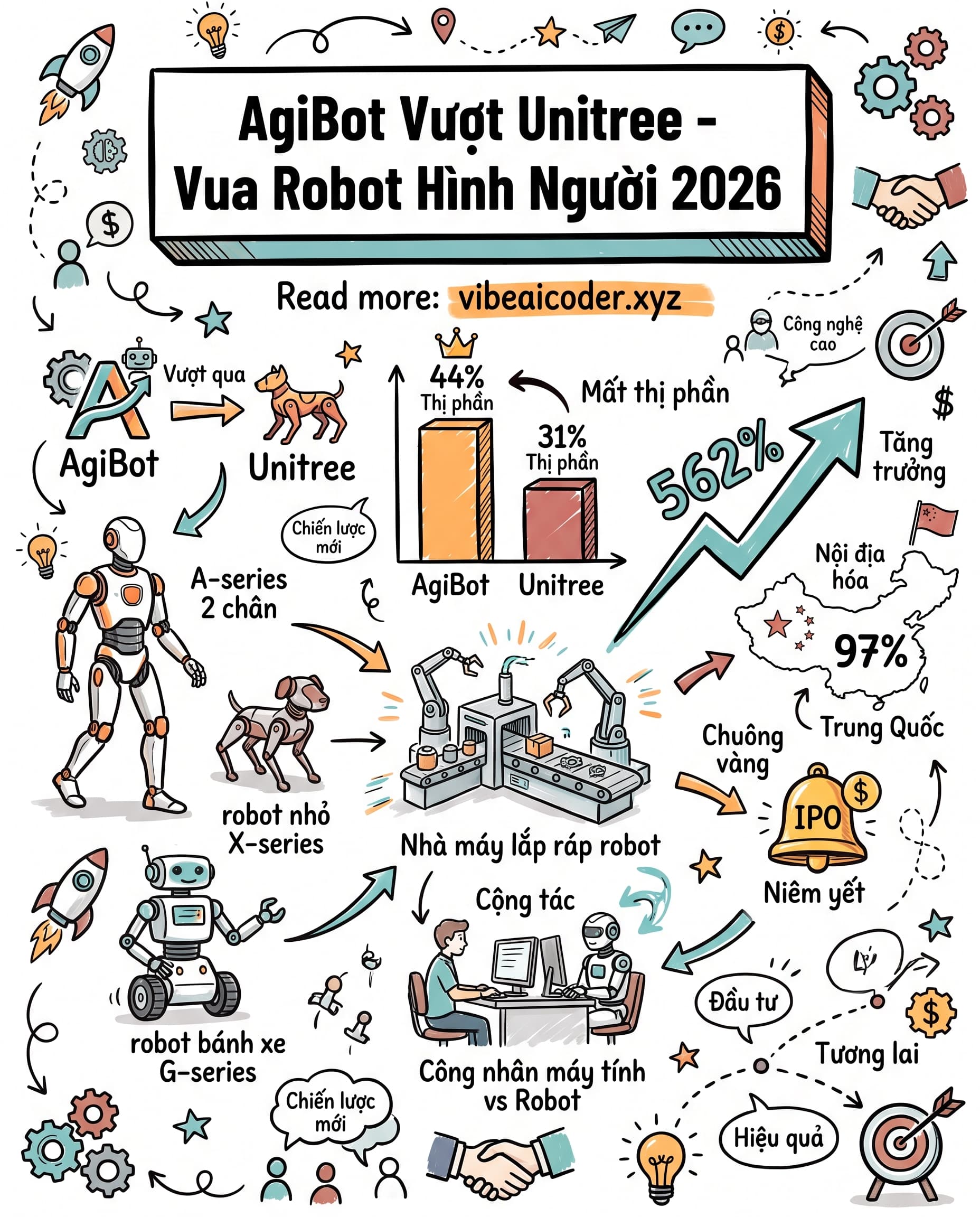 AgiBot vượt Unitree, chiếm 44% thị trường robot hình người