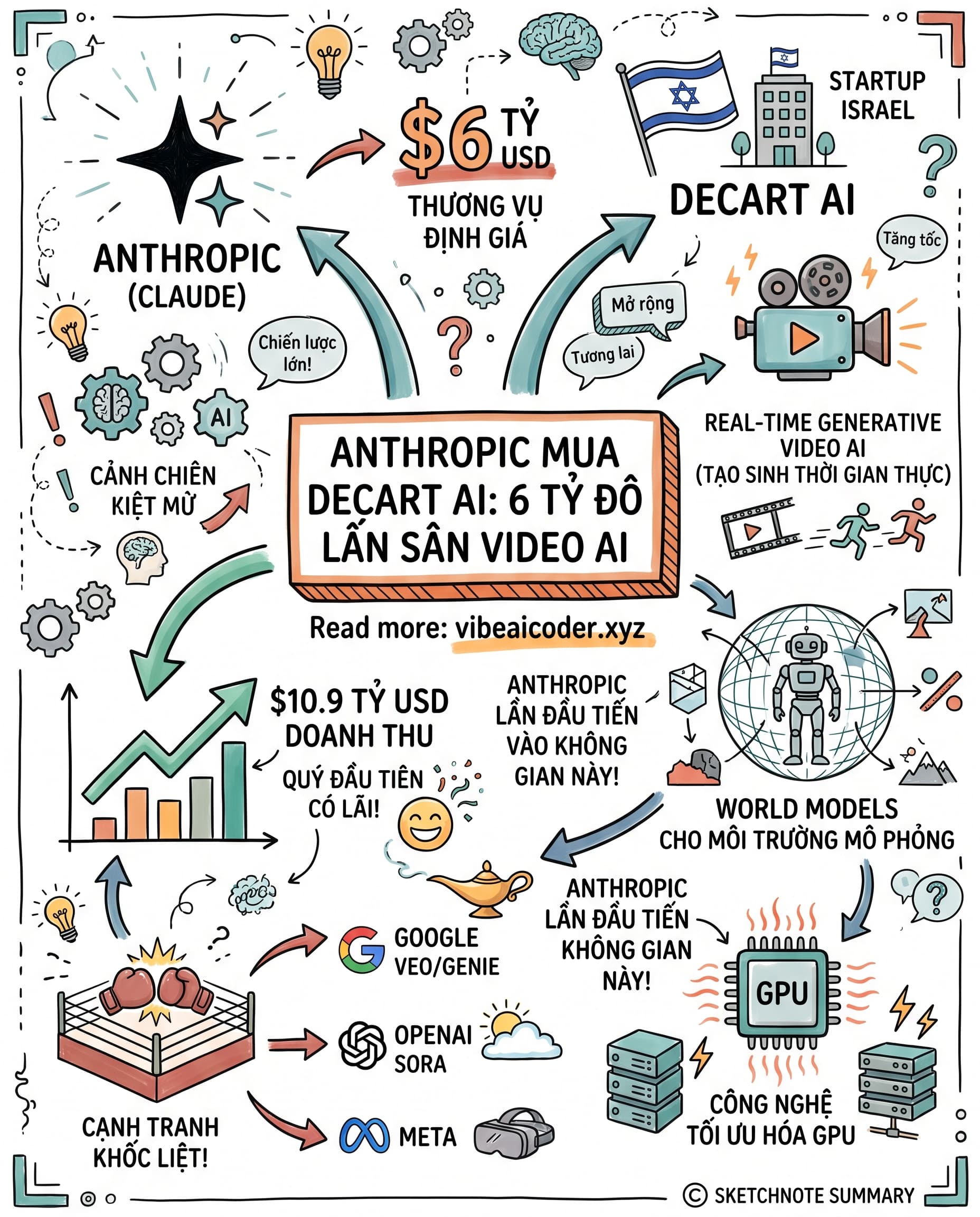 🎬 Anthropic chi 6 tỷ đô mua startup video AI, đấu thẳng Sora và Veo