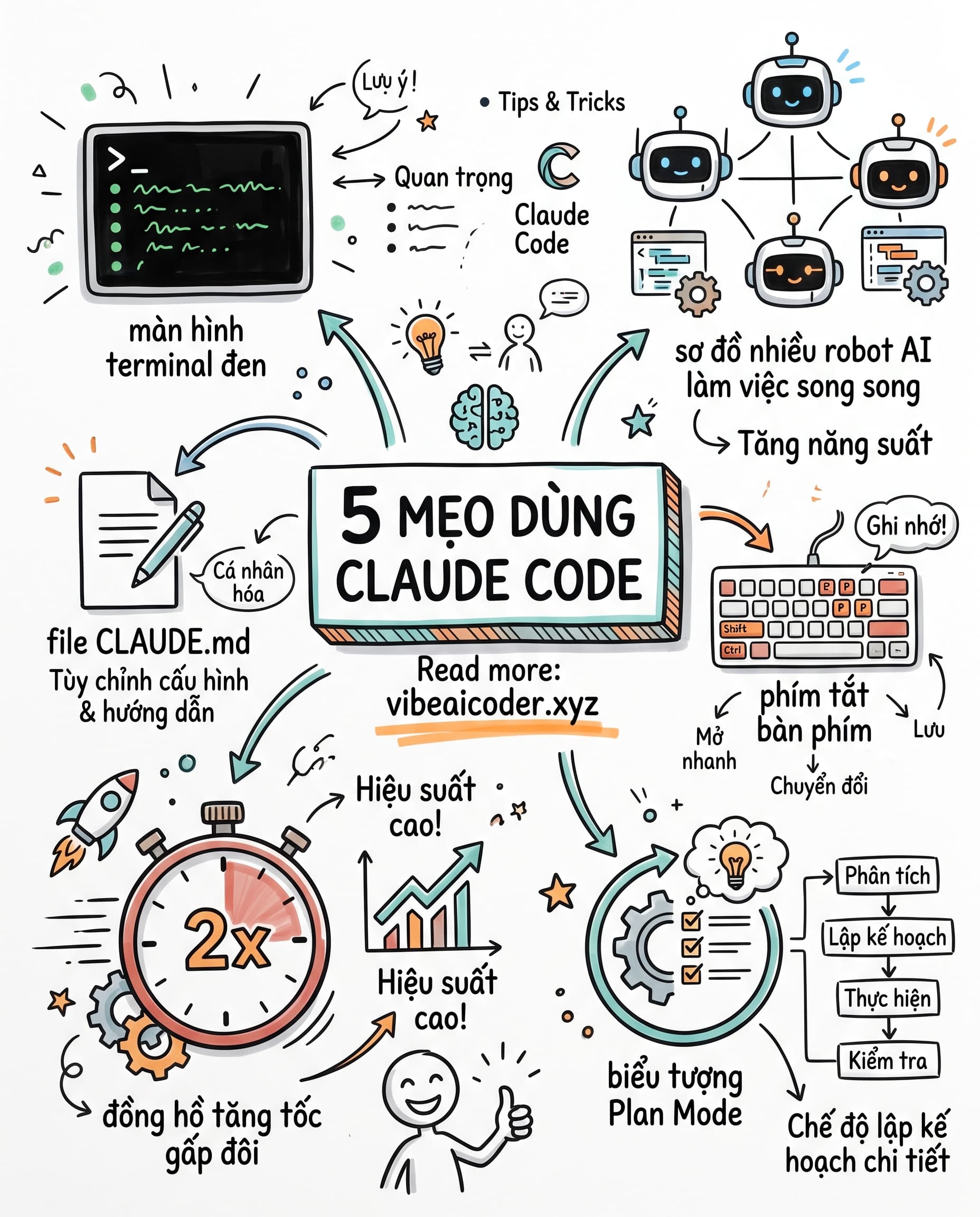 ⚡ 5 mẹo dùng Claude Code ít người biết, tăng tốc gấp đôi