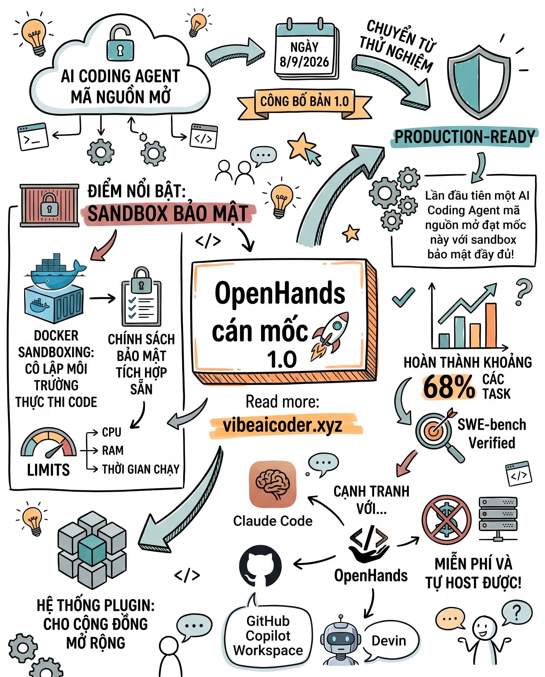 🤖 OpenHands cán mốc 1.0: coding agent miễn phí tự sửa 68% bug thật