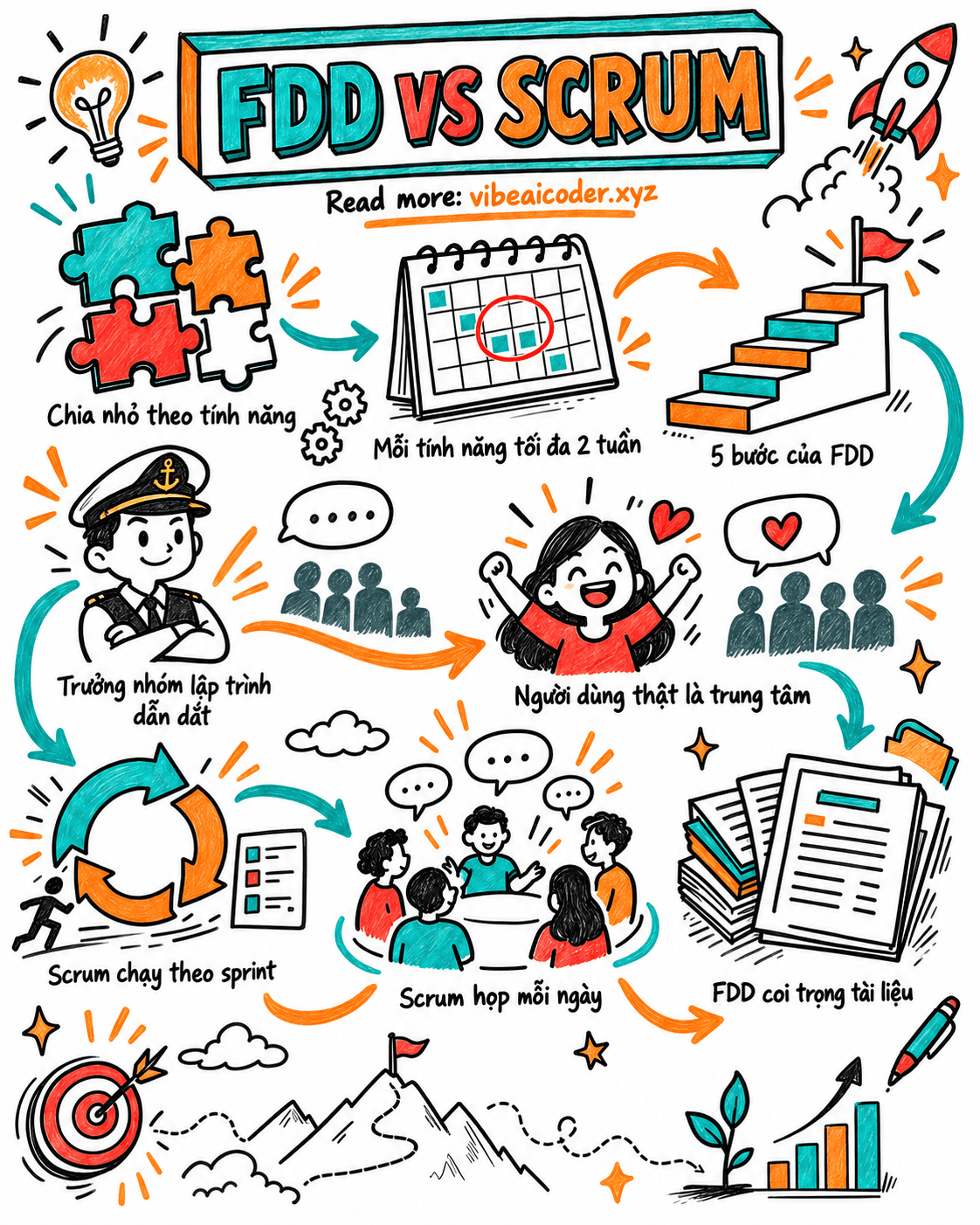 🧩 FDD là gì? Giải thích dễ hiểu và so sánh FDD với Scrum trong Agile