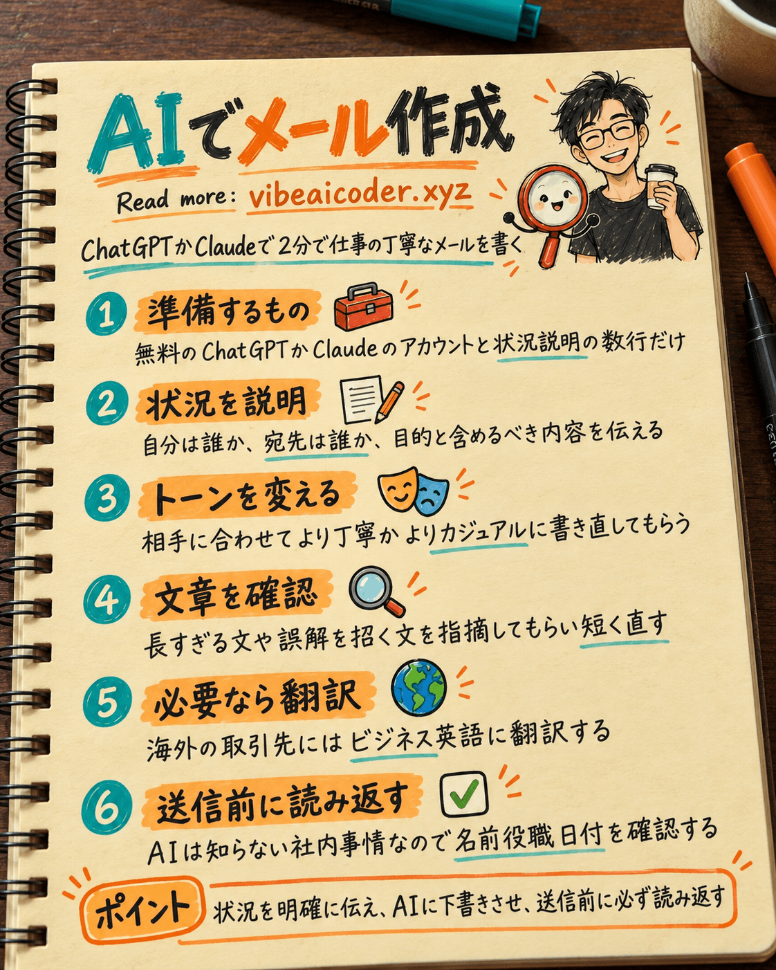 AIで2分で丁寧な仕事のメールを書く方法