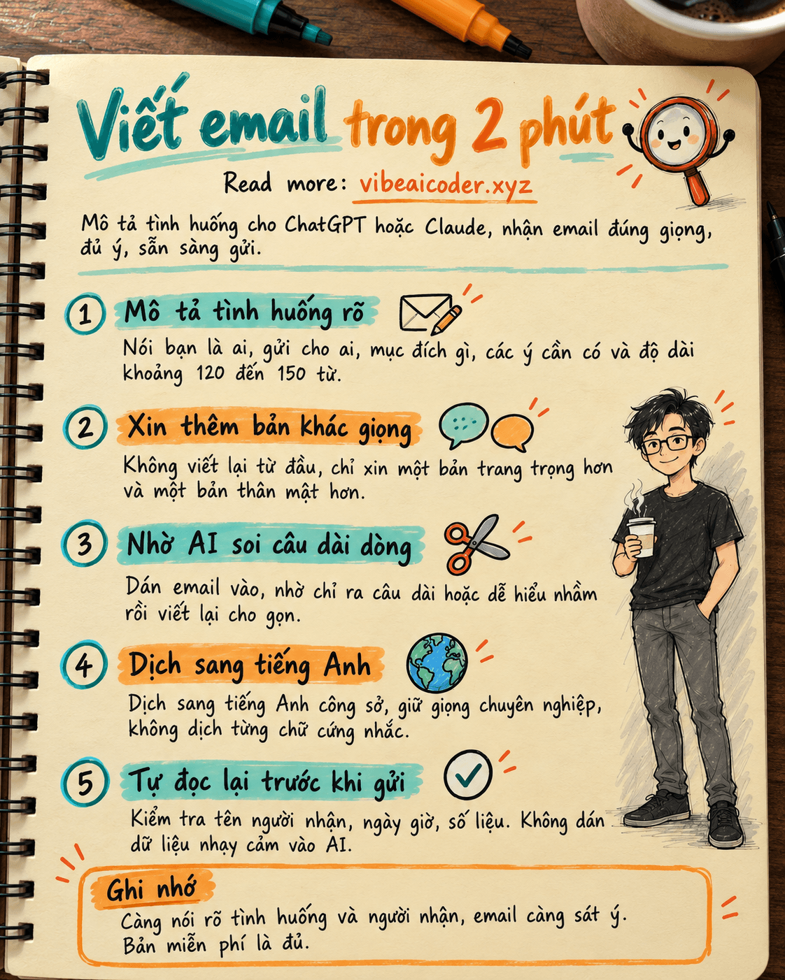 Dùng ChatGPT hoặc Claude viết email công việc chuyên nghiệp trong 2 phút
