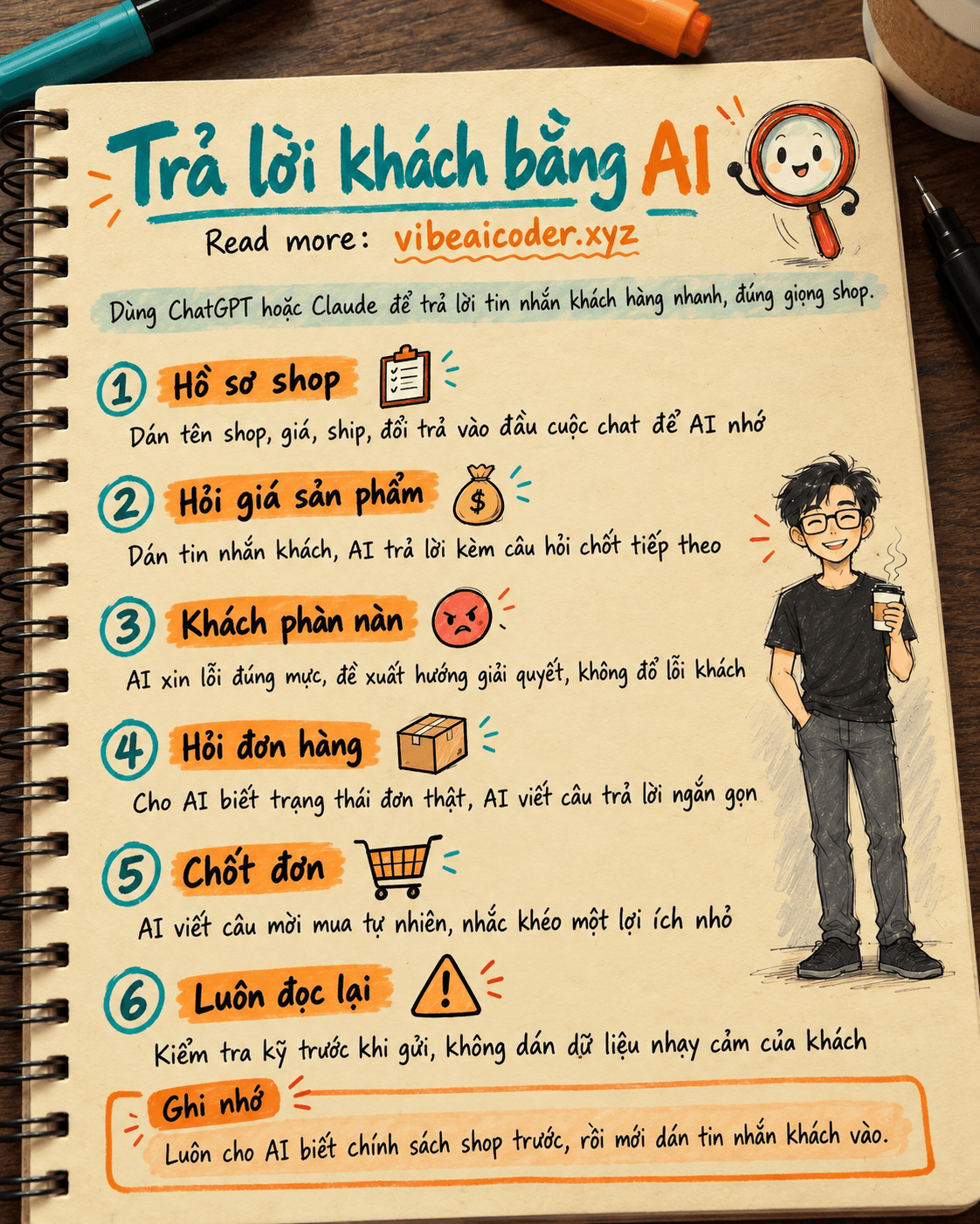 💬 Dùng ChatGPT hoặc Claude trả lời tin nhắn khách hàng trong 2 phút: bộ prompt mẫu cho chủ shop