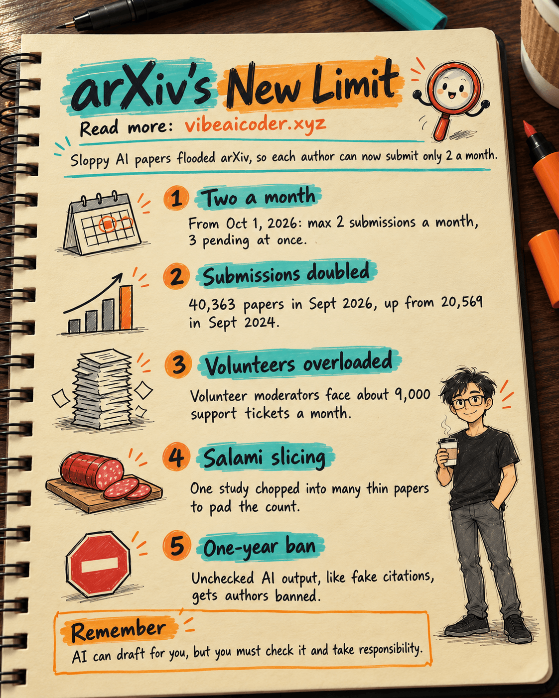 arXiv Caps Papers at 2 a Month