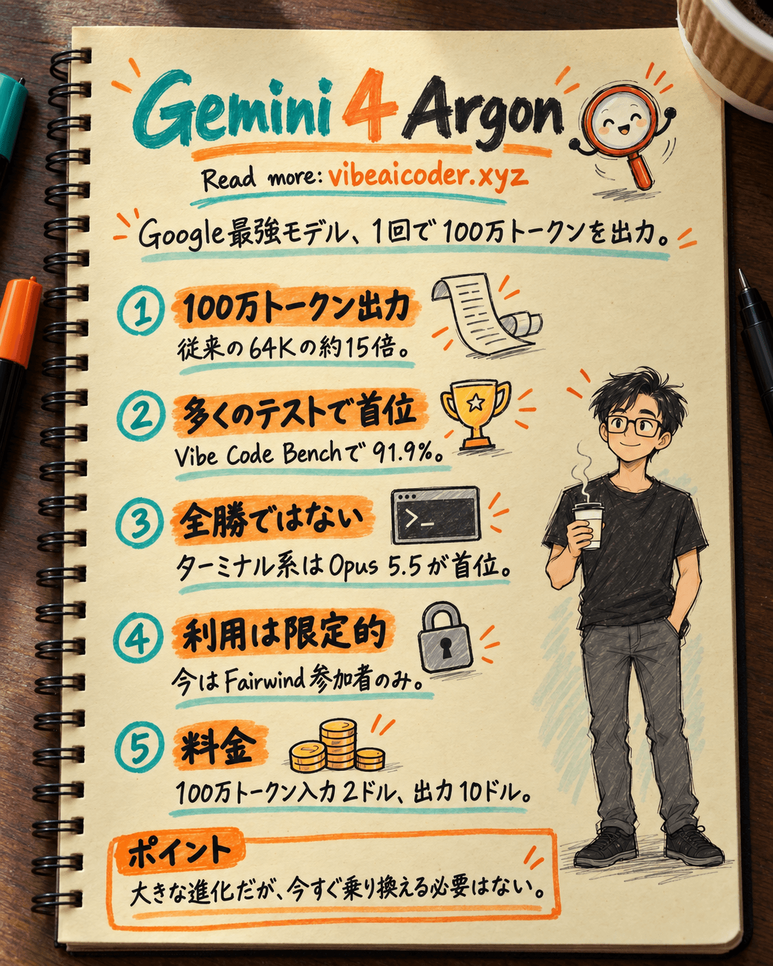 🚀 Gemini 4 Argon 登場：1回で100万トークン出力、多くのテストで GPT-6 Astra と Claude を上回る