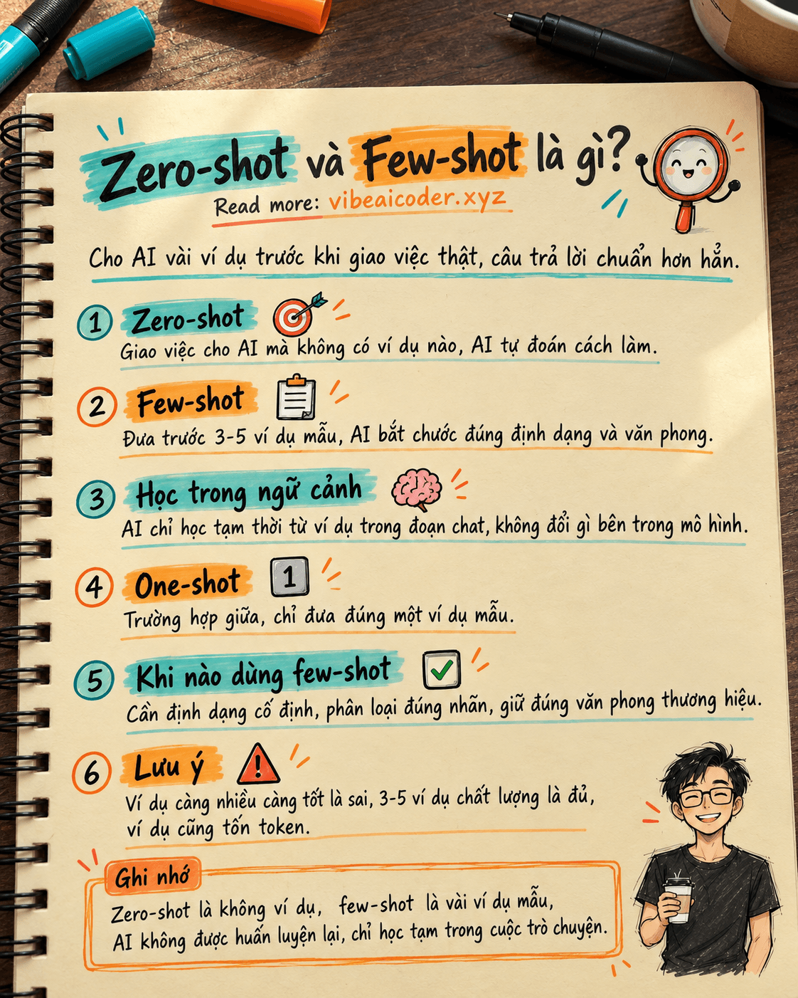 Zero-shot và Few-shot là gì? Cho AI vài ví dụ, câu trả lời chuẩn hơn hẳn