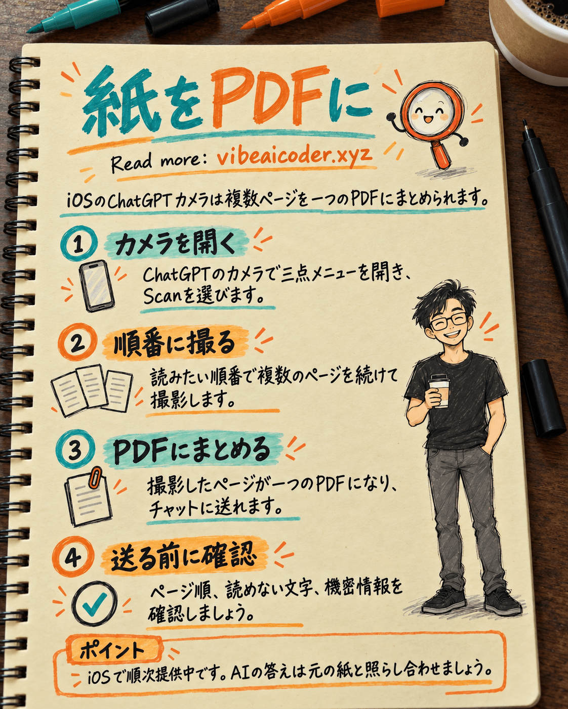ChatGPTのiPhoneアプリで複数ページをスキャンしてPDFにする方法