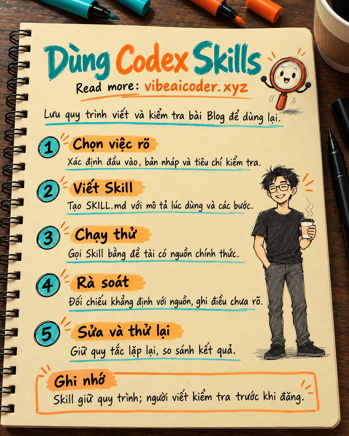 Dùng Codex Skills để tái sử dụng quy trình viết và kiểm tra nội dung