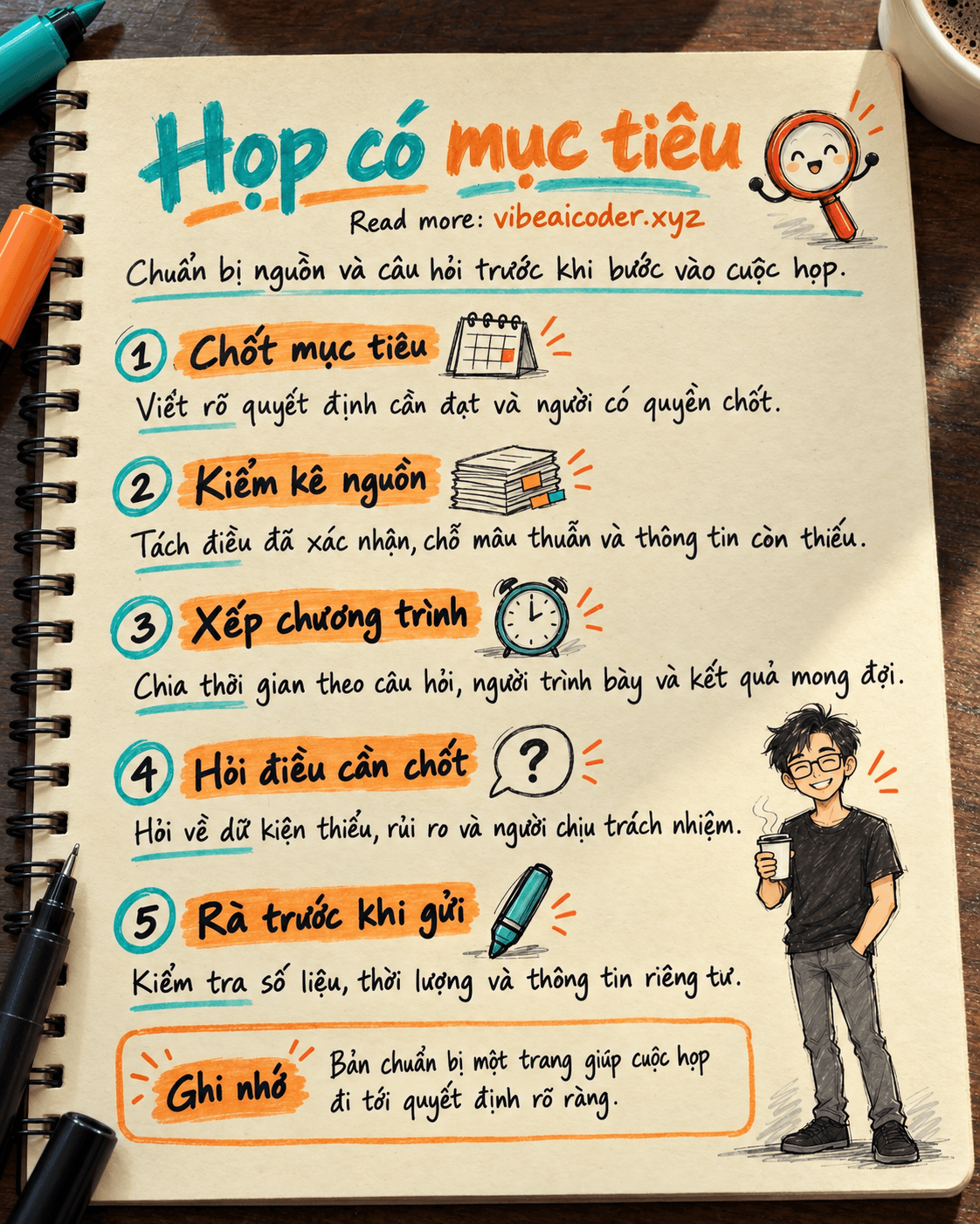 🗓️ Dùng ChatGPT chuẩn bị cuộc họp công việc: có mục tiêu, chương trình và câu hỏi cần chốt