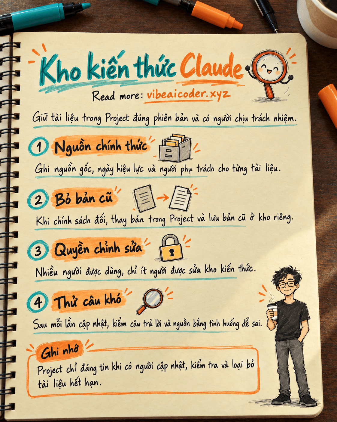 📚 Quản lý knowledge base trong Claude Team: cập nhật nguồn, người chịu trách nhiệm và lịch rà soát