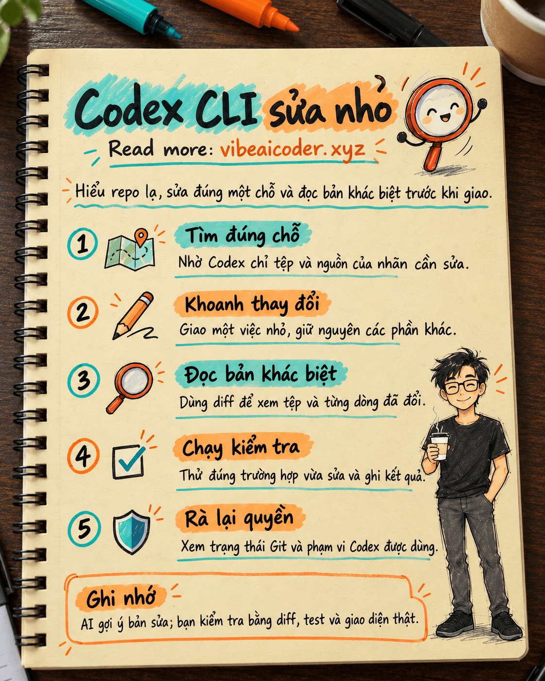 Dùng Codex CLI để sửa một chi tiết trong repo lạ và tự kiểm chứng