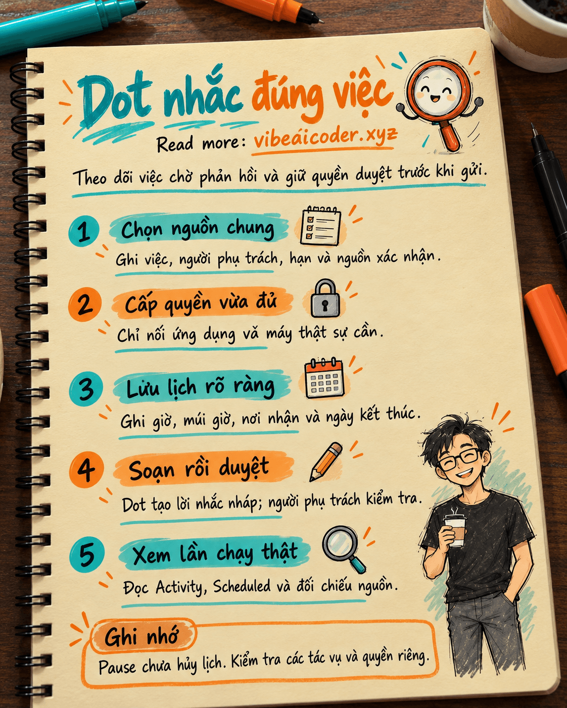 Dùng Dot để theo dõi việc chờ phản hồi của nhóm nhỏ và duyệt trước khi gửi