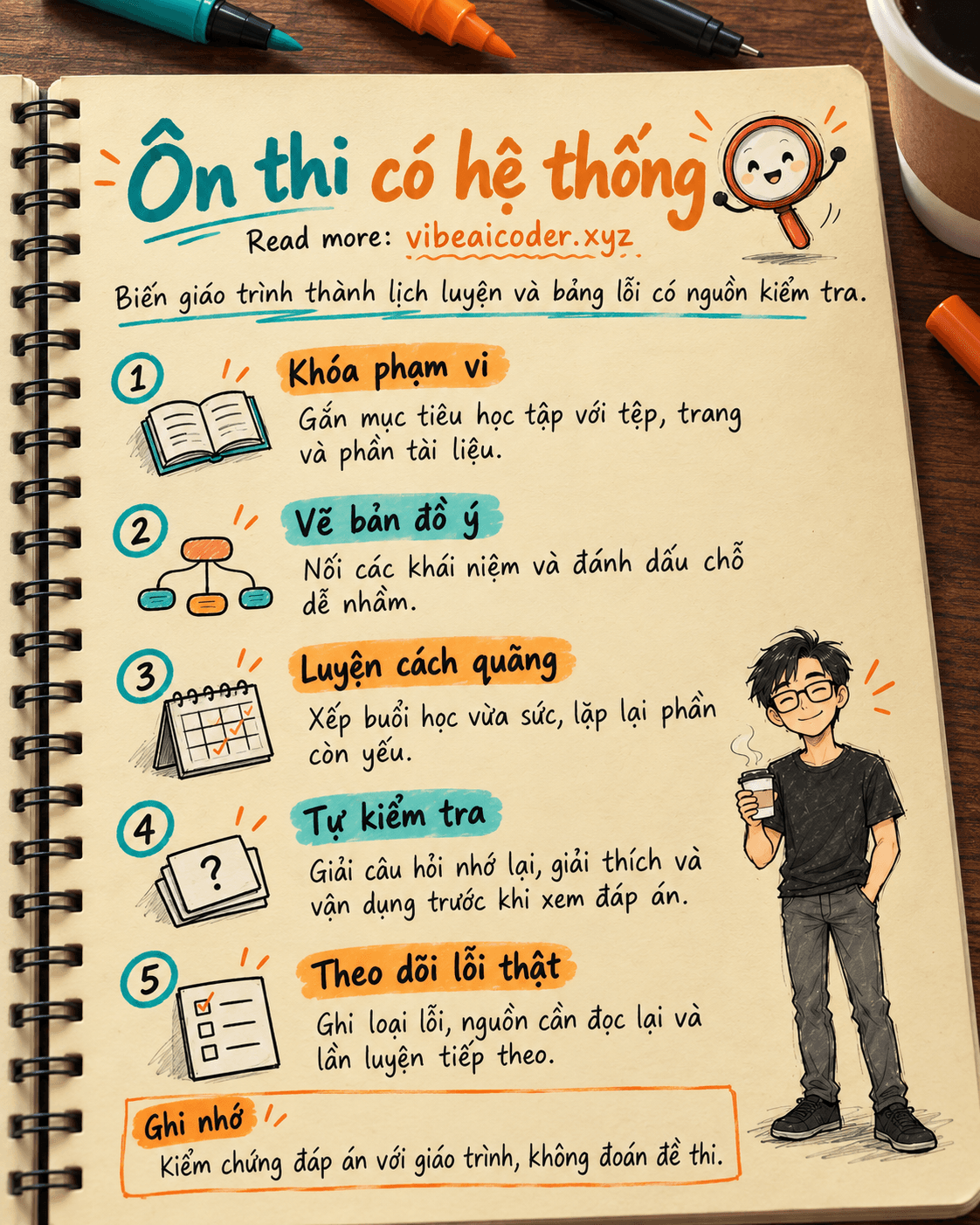 Dùng ChatGPT tạo hệ thống ôn thi từ giáo trình có nguồn và kiểm tra lỗ hổng kiến thức