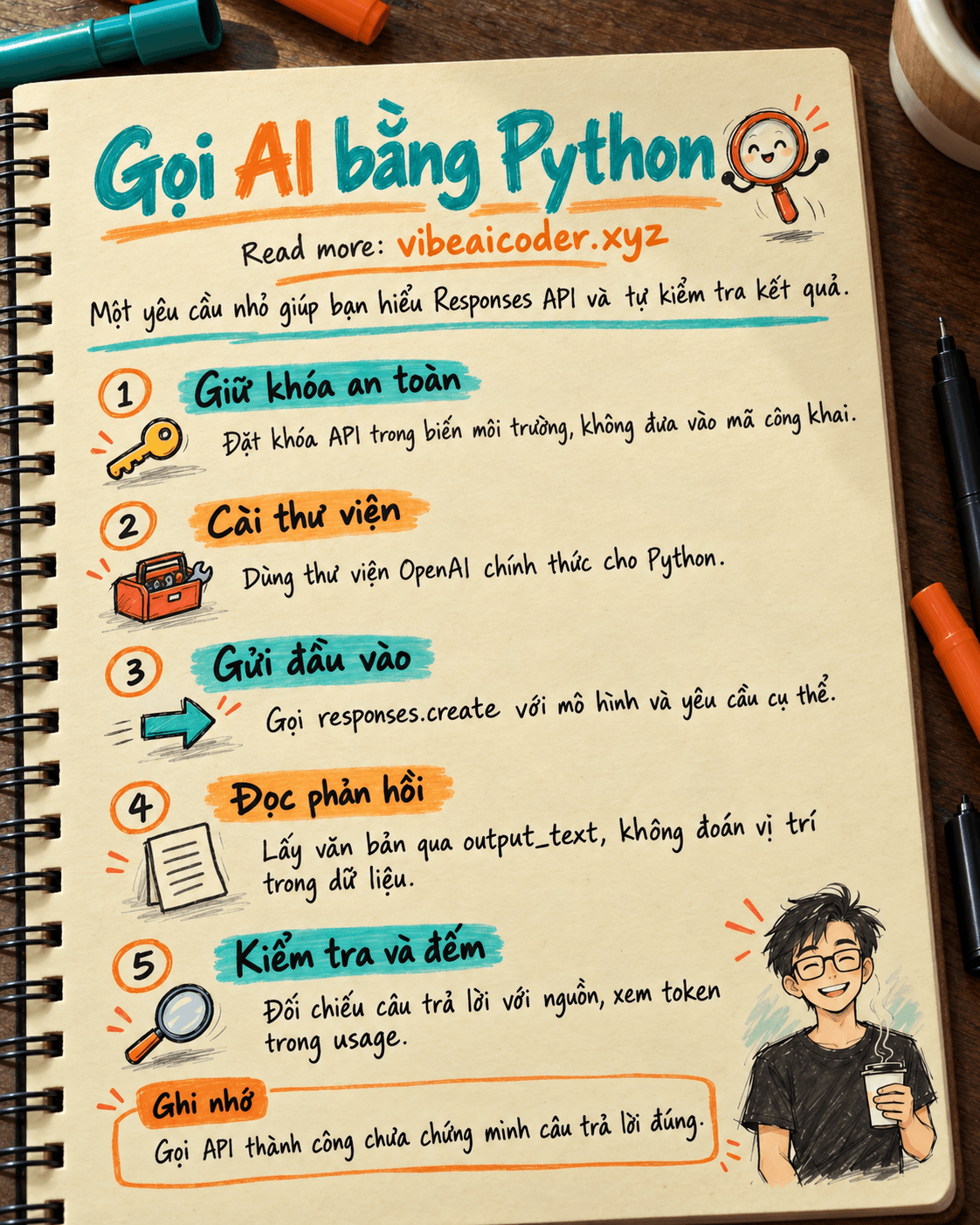 Dùng OpenAI Responses API gửi yêu cầu AI đầu tiên bằng Python và kiểm tra kết quả