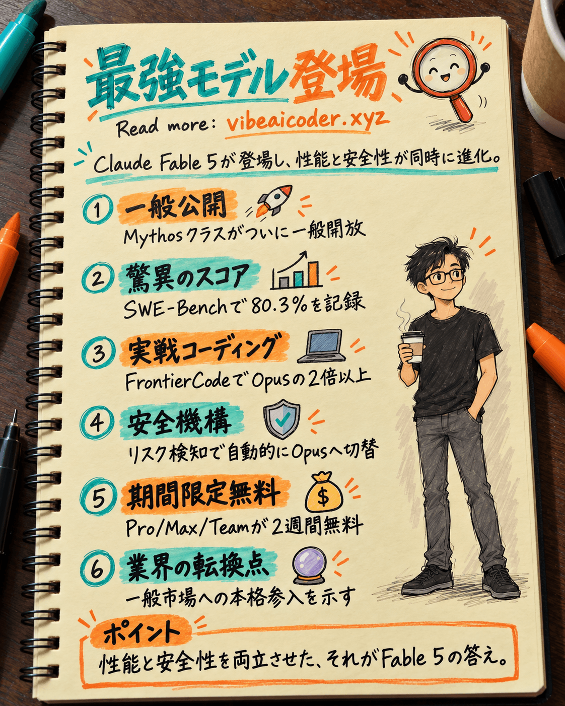 🤯 Claude Fable 5 登場:Anthropic史上最強モデル、SWE-Benchで80%