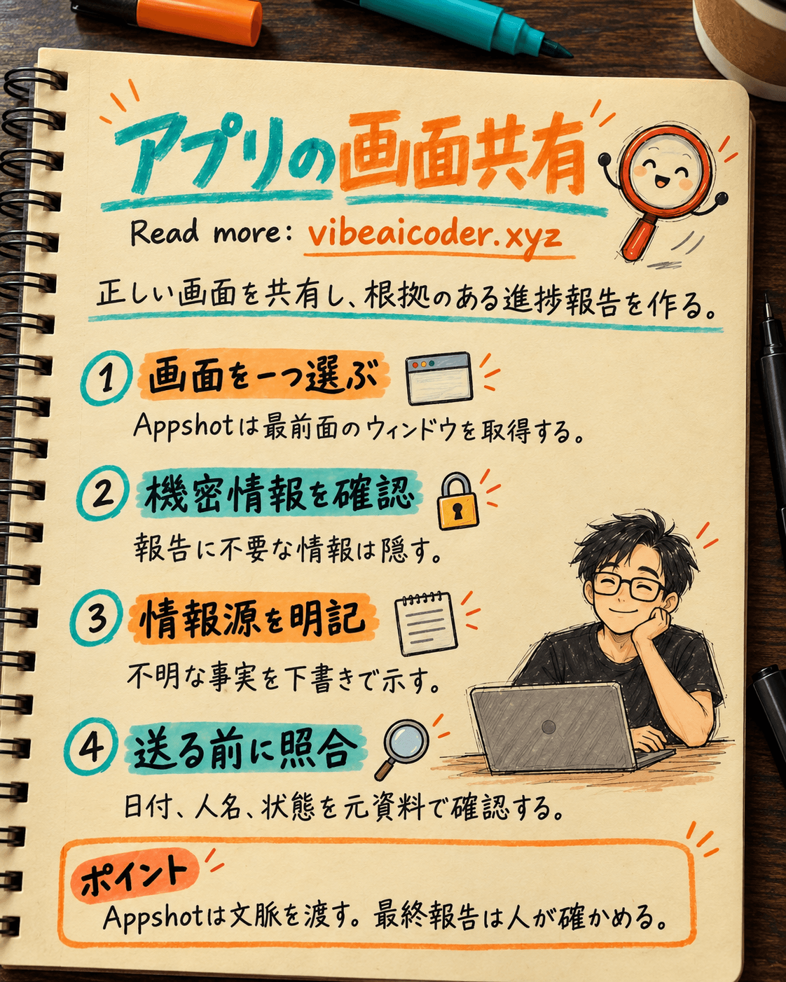 ChatGPTデスクトップのAppshotsで根拠を確認できる進捗報告を作る