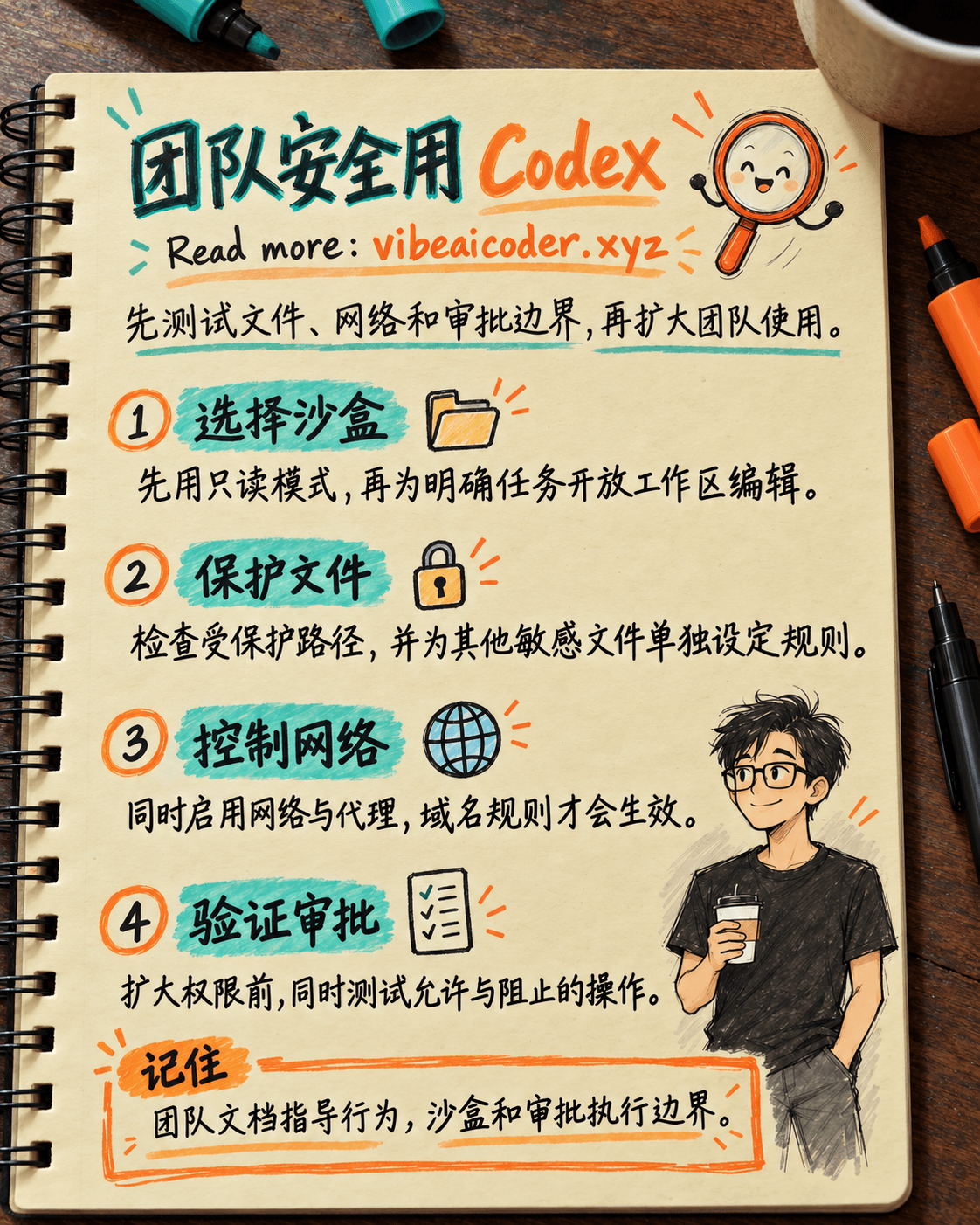 团队安全使用 Codex：检查文件、网络与审批权限