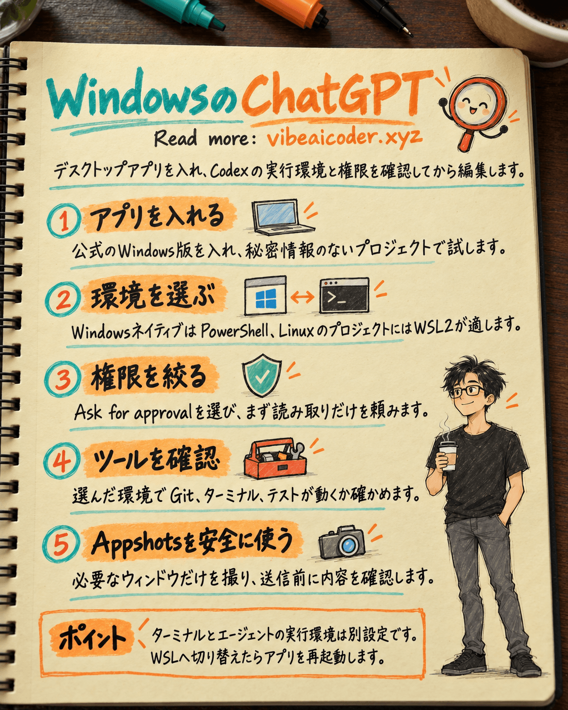Windows版ChatGPTデスクトップの設定方法: ネイティブとWSL2、権限、トラブル対応