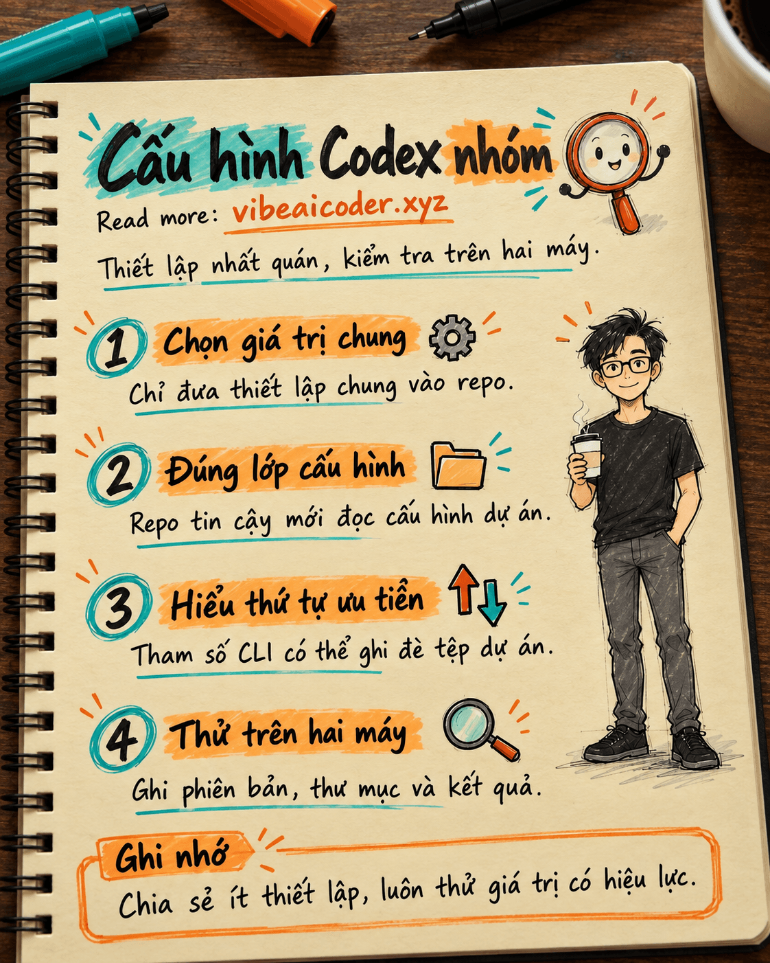 Dùng Codex để chuẩn hóa cấu hình cho nhóm và kiểm tra thiết lập có hiệu lực