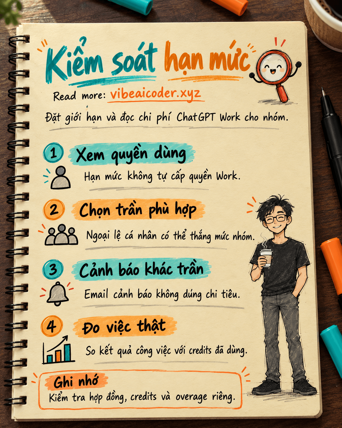 Dùng ChatGPT Work đặt hạn mức sử dụng và kiểm soát chi phí cho nhóm