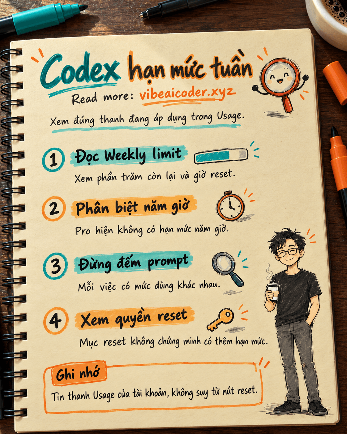⏱️ Codex weekly limit tính thế nào, xem giờ reset và cách tiếp tục