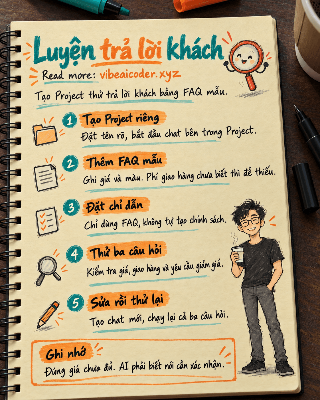 Tutorial ChatGPT Projects: tạo phòng thử trả lời khách hàng từ FAQ mẫu