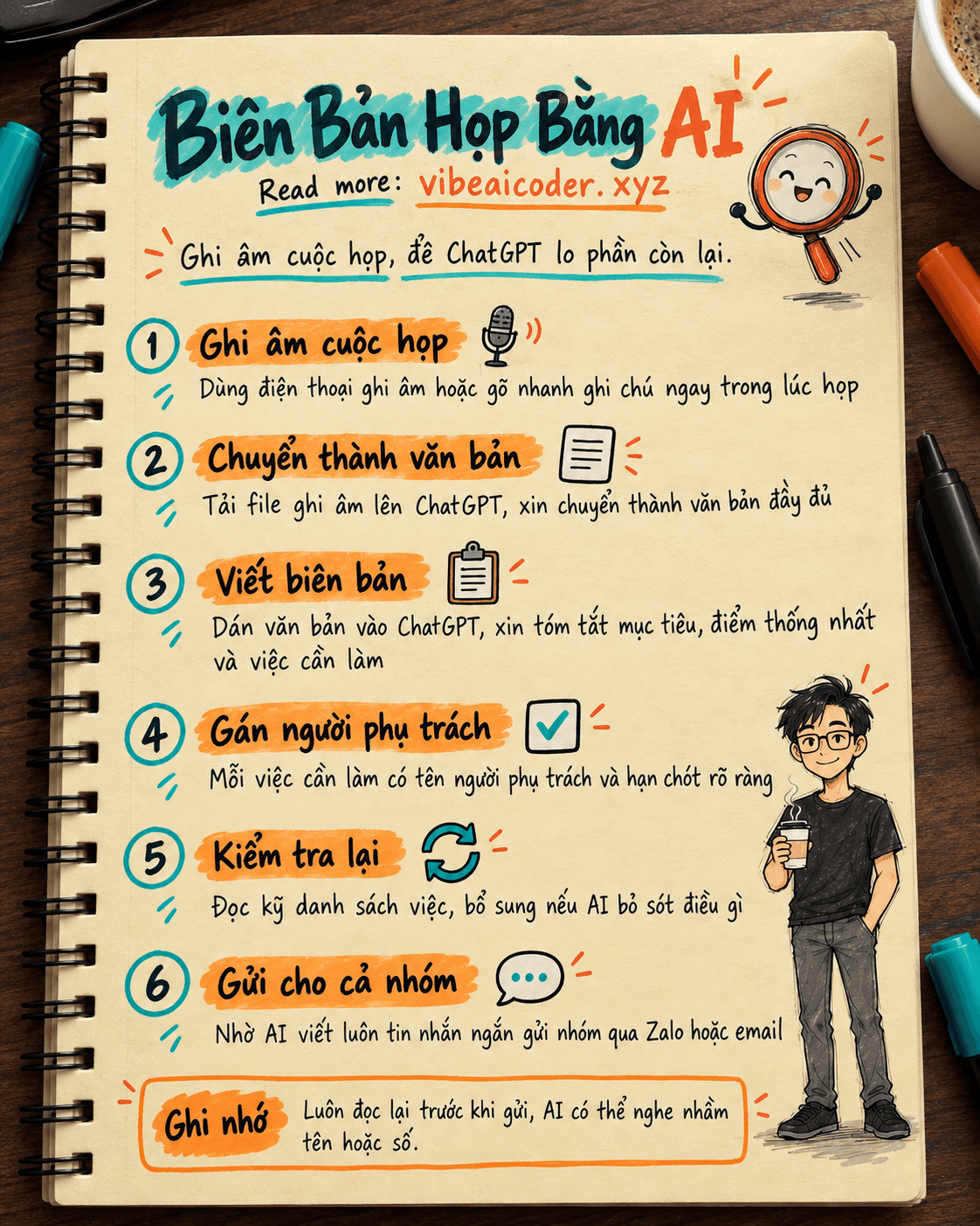 Dùng ChatGPT biến ghi âm cuộc họp thành biên bản và việc cần làm trong 10 phút