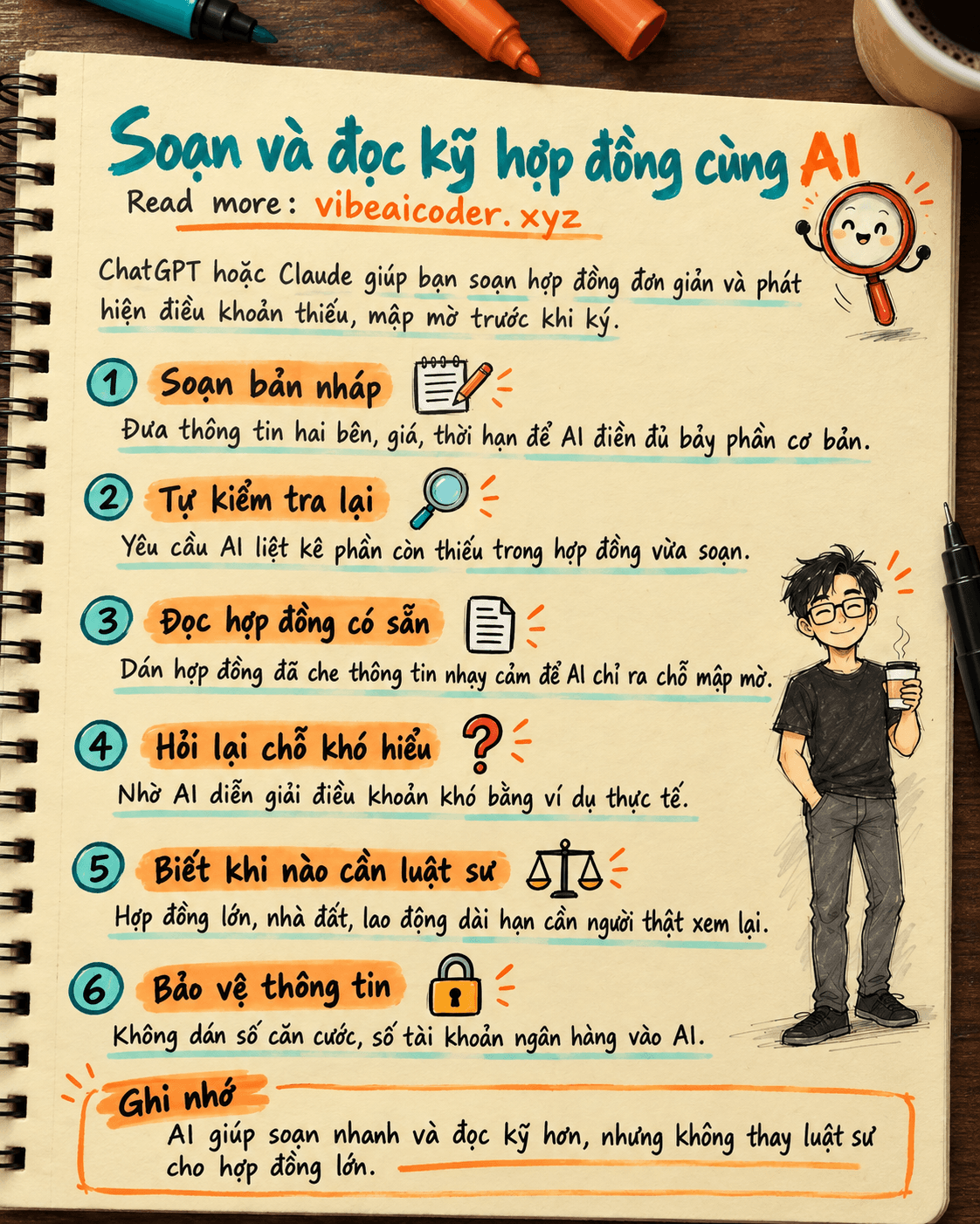 📄 Dùng ChatGPT hoặc Claude để soạn hợp đồng mẫu và đọc kỹ hợp đồng trước khi ký trong 15 phút