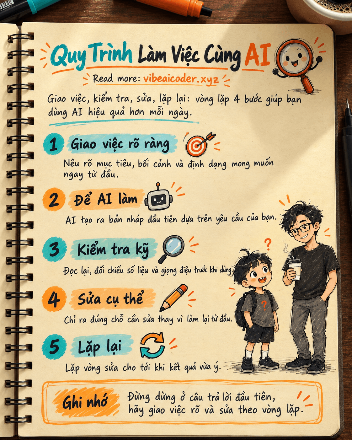 Quy trình làm việc cùng AI: giao việc, kiểm tra, sửa, lặp lại