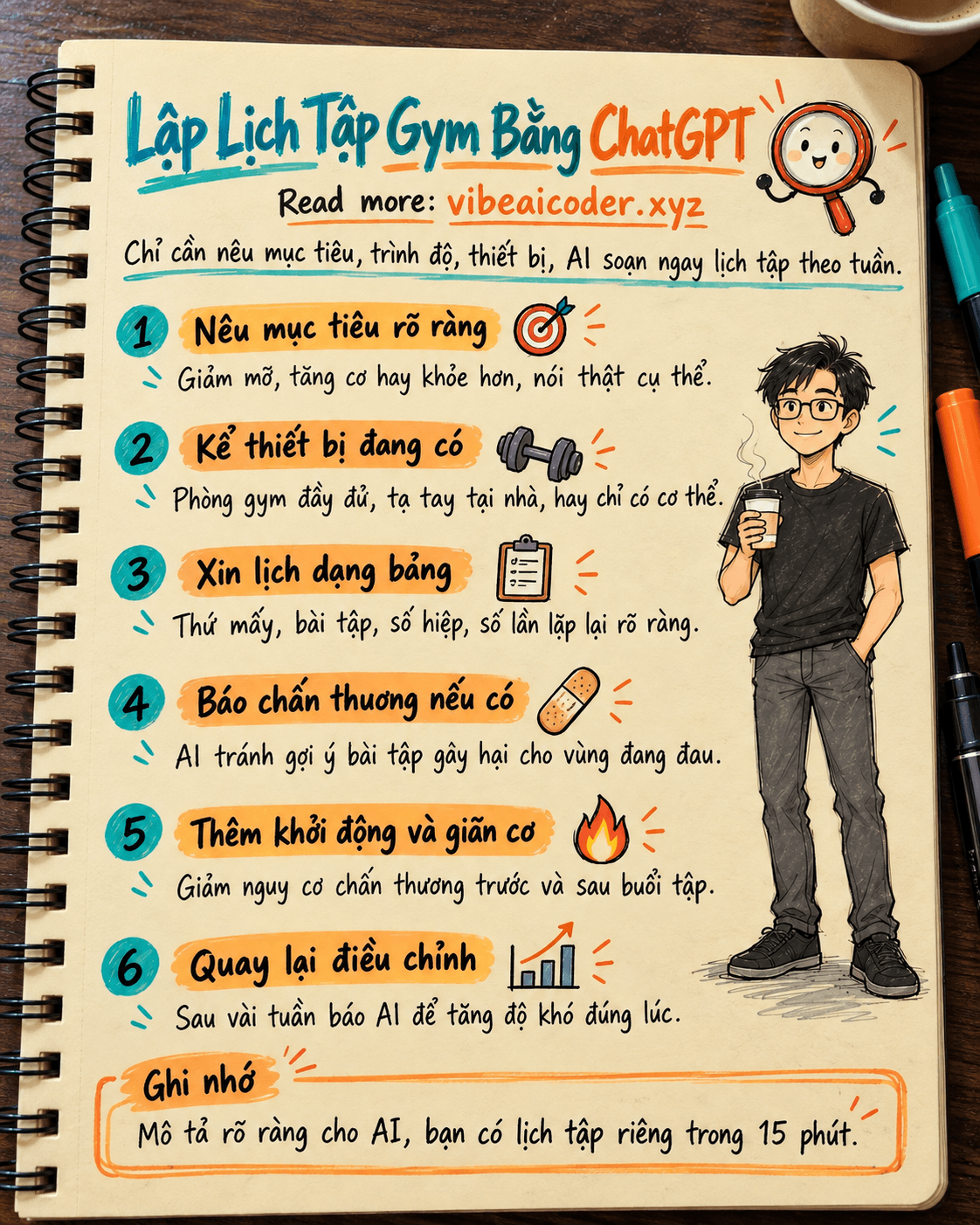 🎯 Dùng ChatGPT Lập Kế Hoạch Tập Gym Cá Nhân Theo Mục Tiêu Trong 15 Phút