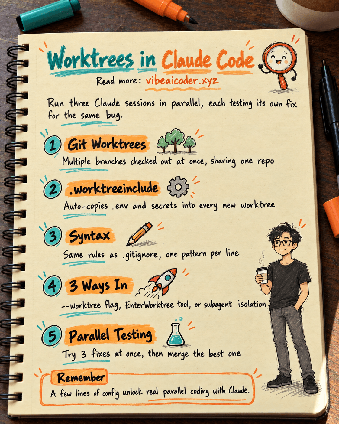 Git Worktrees and .worktreeinclude in Claude Code: Run Parallel Sessions to Fix Bugs
