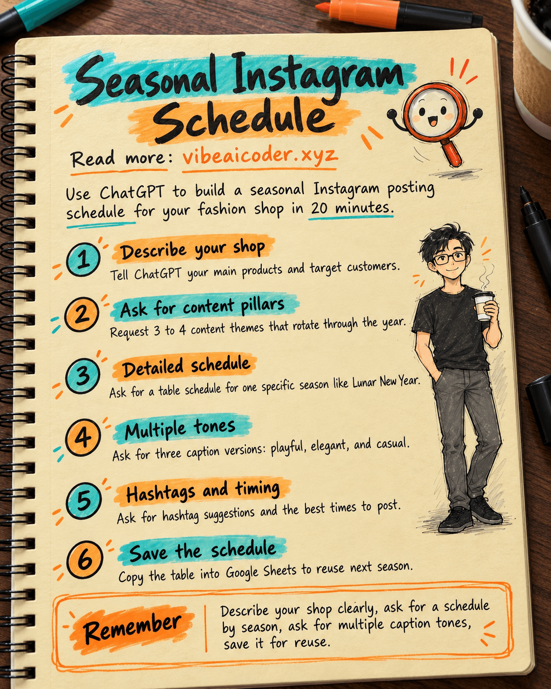 Use ChatGPT to Schedule Instagram Posts for a Fashion Shop by Season