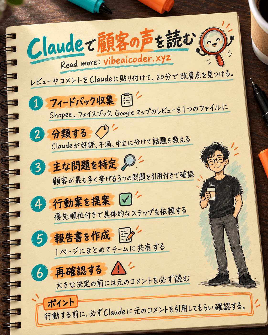 Claudeで顧客フィードバックを分析し、20分で改善点を見つける方法