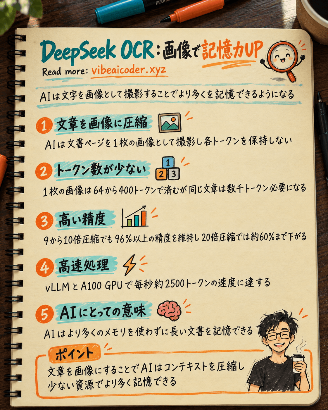 DeepSeek OCR：文章を画像に圧縮してAIの記憶力を上げる