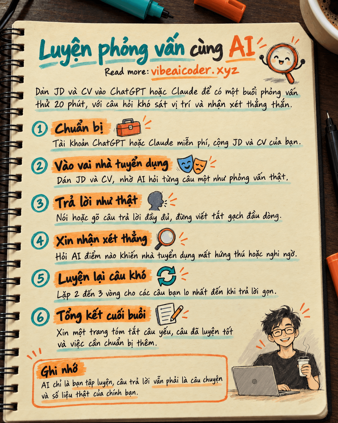 Dùng ChatGPT hoặc Claude chuẩn bị phỏng vấn xin việc, luyện trả lời câu hỏi khó trong 20 phút