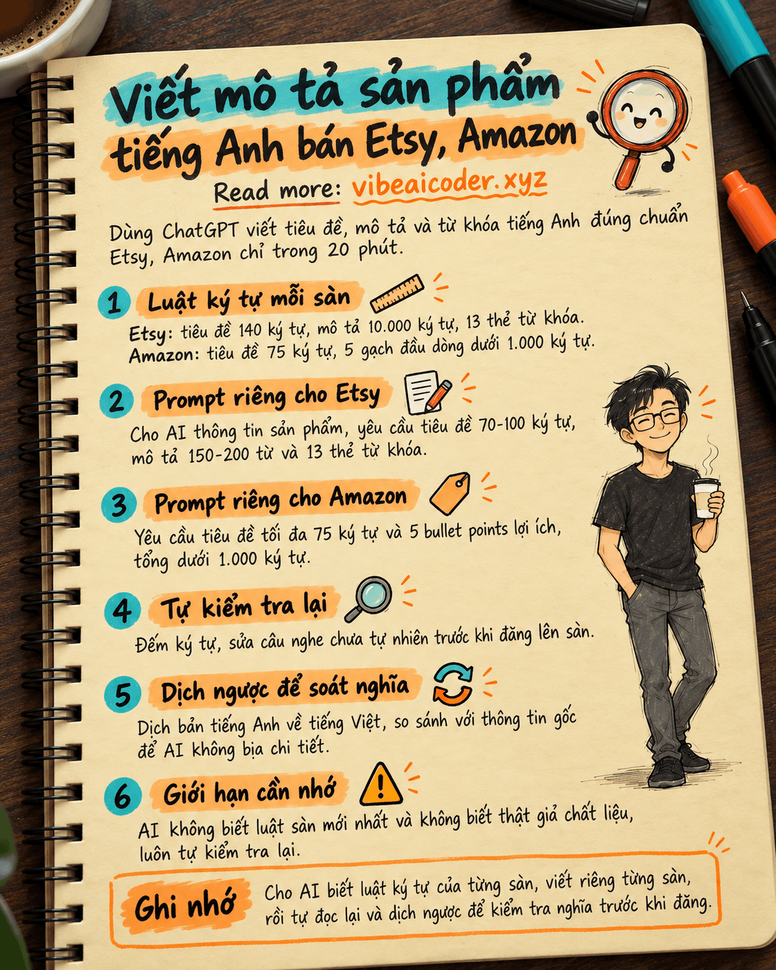 Dùng ChatGPT viết mô tả sản phẩm tiếng Anh để bán hàng quốc tế trên Etsy, Amazon trong 20 phút