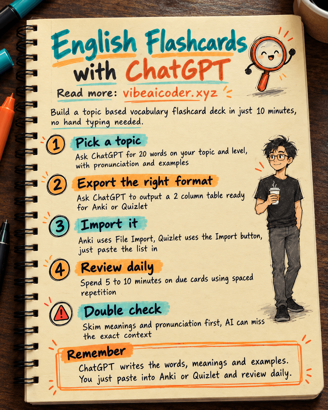 Use ChatGPT to Build English Vocabulary Flashcards by Topic in 10 Minutes