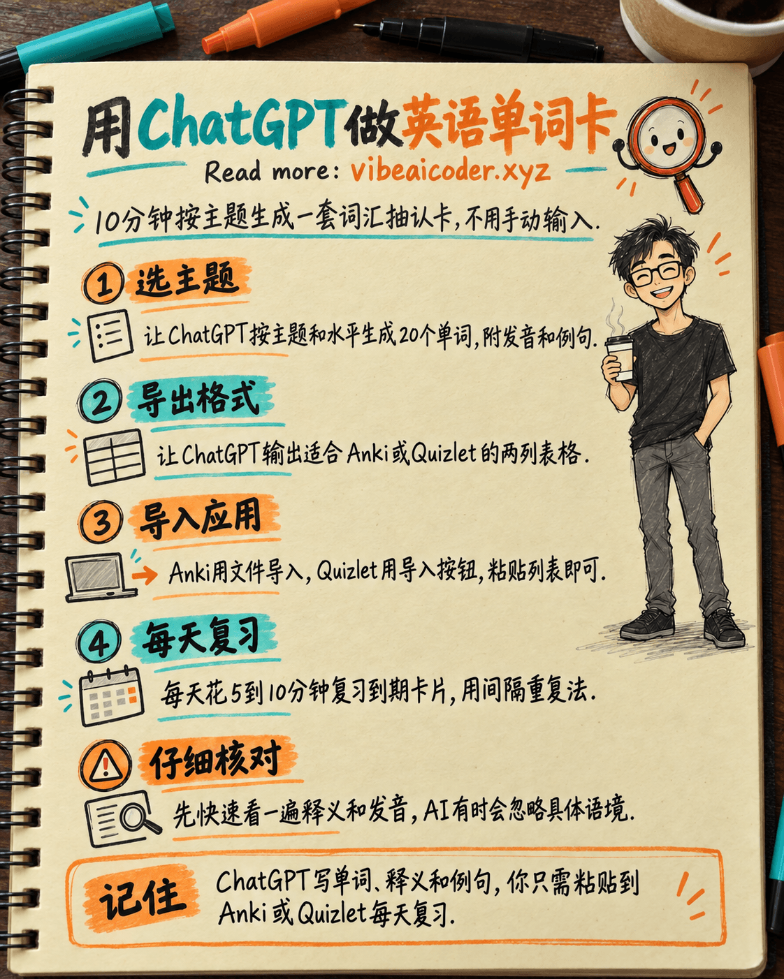 用ChatGPT按主题生成英语单词抽认卡,10分钟搞定