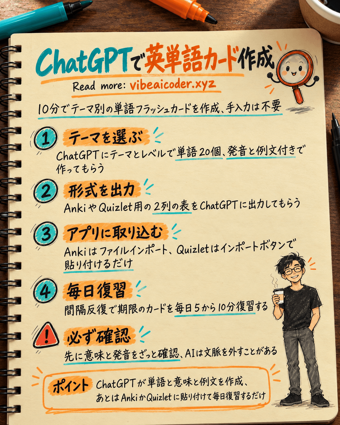 ChatGPTでテーマ別英単語フラッシュカードを10分で作る方法