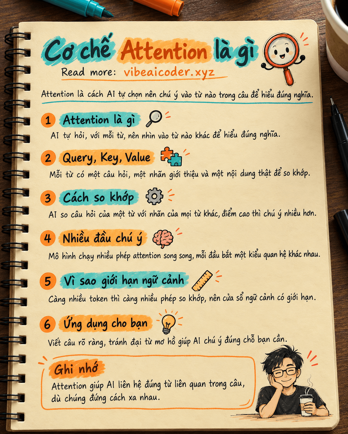 🔍 Cơ chế attention là gì? Vì sao AI biết chú ý đúng chỗ trong một câu dài
