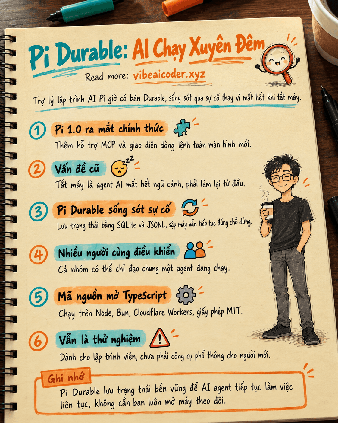 Pi Durable: Trợ Lý Lập Trình AI Giờ Chạy Xuyên Đêm, Sập Máy Cũng Không Mất Việc