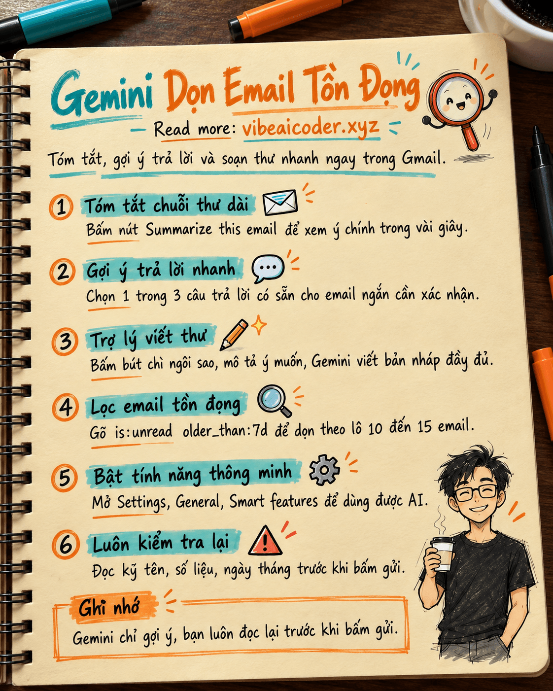 Dùng Gemini trong Gmail để lọc và trả lời email tồn đọng trong 10 phút