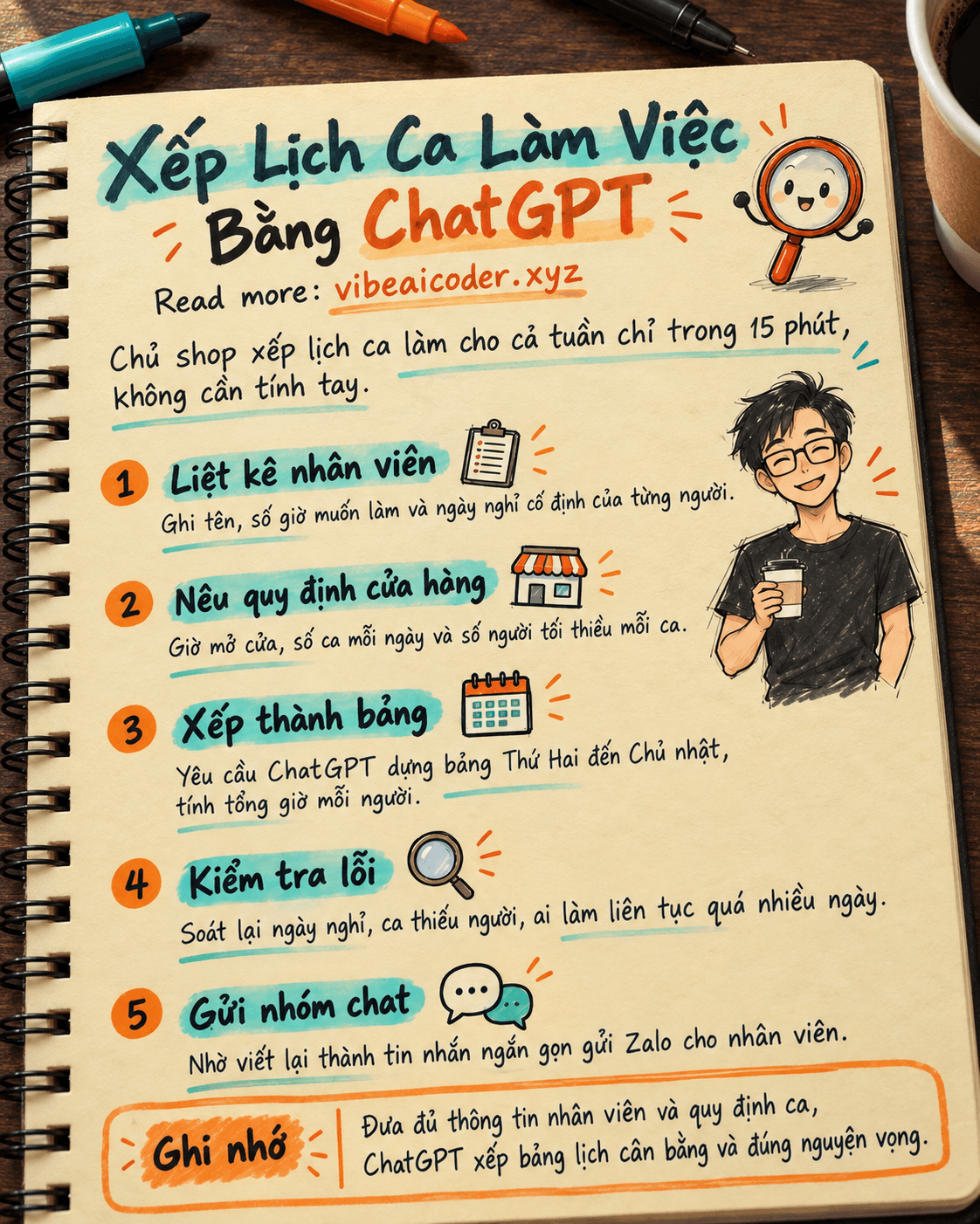 📅 Dùng ChatGPT Xếp Lịch Làm Việc Theo Ca Cho Nhân Viên Cửa Hàng Trong 15 Phút Mỗi Tuần