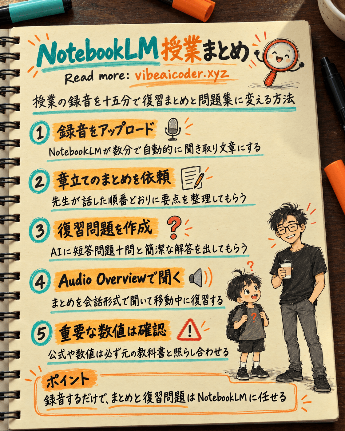 NotebookLMで授業の録音を15分で復習用まとめに変える方法