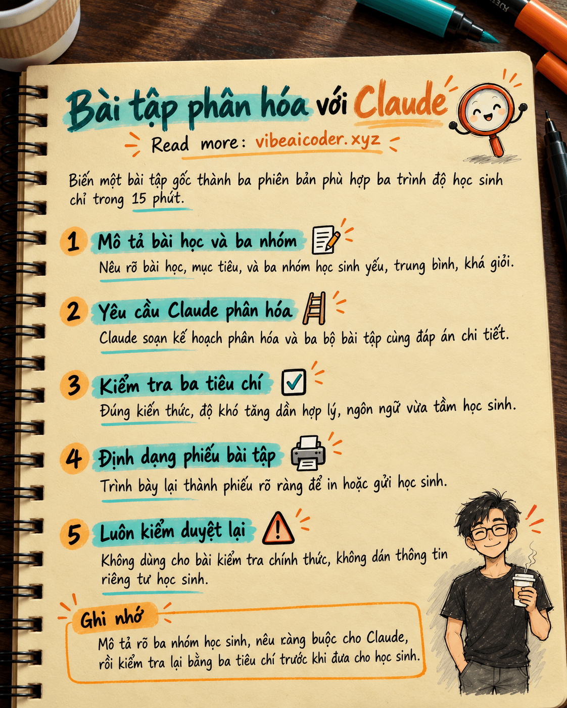 Dùng Claude tạo bài tập phân hóa theo trình độ học sinh trong 15 phút