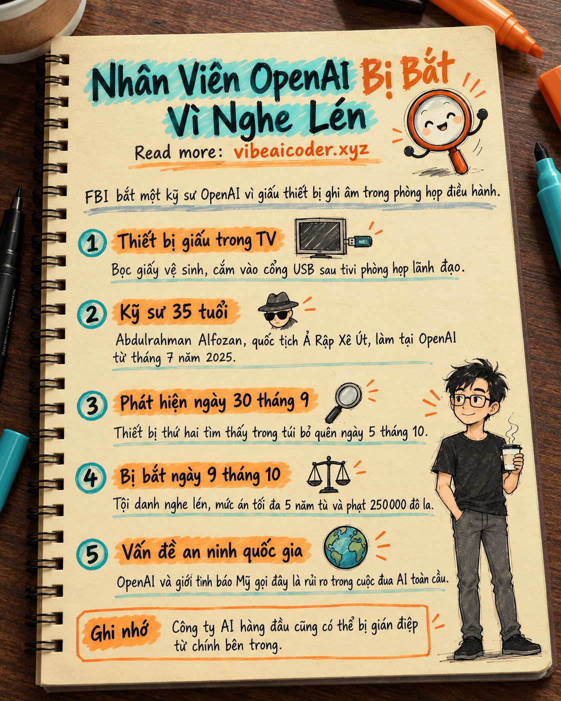 🕵️ Nhân Viên OpenAI Bị Bắt Vì Giấu Thiết Bị Nghe Lén Trong Phòng Họp Điều Hành