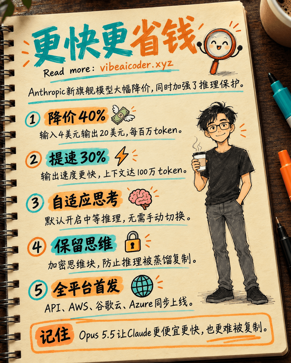 ⚡ Claude Opus 5.5 发布：速度提升30%，价格降低40%，防止AI大脑被复制