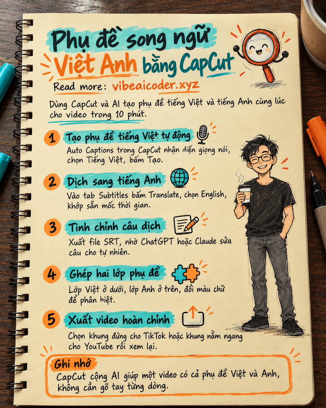 Dùng CapCut tạo phụ đề song ngữ Việt Anh cho video trong 10 phút